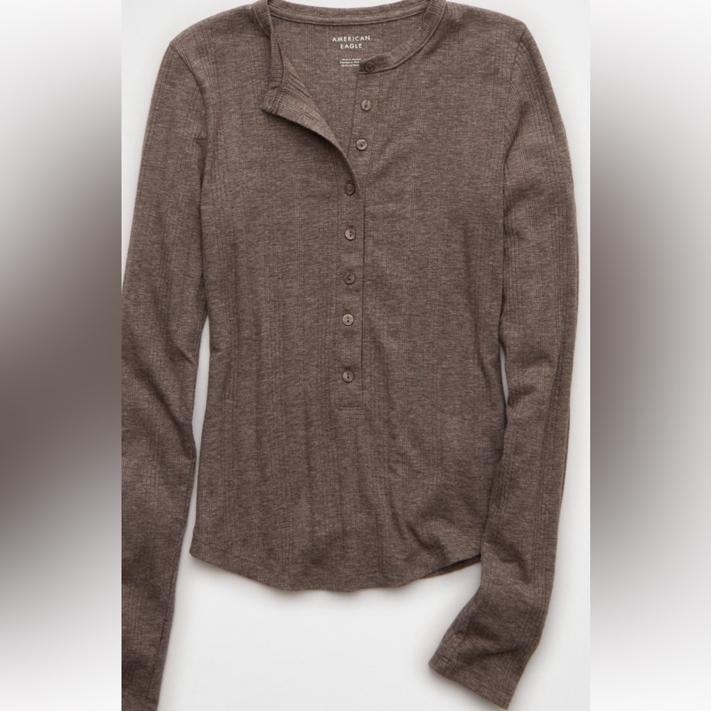 American Eagle Outfitters brown Henley top - Picture 5 of 5